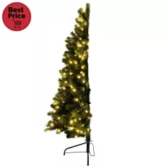   Home KMF 7/180 fél műfenyő beépített világítással, 240 db LED, 180 cm magasság, 100 cm legnagyobb átmérő, sík oldal