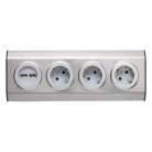 Home KNV 03/USB szerelhető konyhai hálózati elosztó USB aljzatokkal, 3 védőérintkezős és 2 USB aljzat, rozsdamentes acél, felszerelés sarokba is, max. 3680 W, 