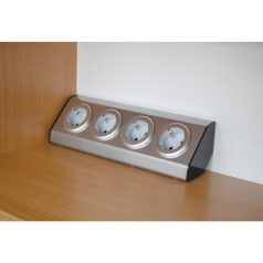   Home KNV 04 szerelhető konyhai hálózati elosztó, 3 védőérintkezős aljzat, rozsdamentes acél, felszerelés sarokba is, max. 3680W