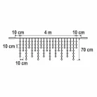 HOME KSFW200WW sorolható fényfüggöny, 4 méter, 200db melegfehér LED, fehér vezeték, kül- és beltéri kivitel