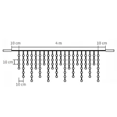   Home KSF 200/WH LED-es fényfüggöny, 4 m / 200 db hidegfehér LED, állófényű, fekete vezeték, sorolható, kül- és beltéri kivitel