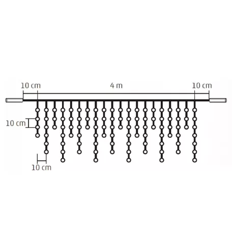 Home KSF 200/WW LED-es fényfüggöny, 4 m / 200 db melegfehér LED, állófényű, fekete vezeték, sorolható, kül- és beltéri kivitel