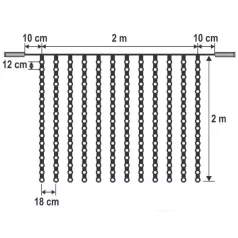   Home KSF 204/WW LED-es fényfüggöny, 2x2 m / 204 db melegfehér LED, állófényű, fekete vezeték, sorolható, kül- és beltéri kivitel
