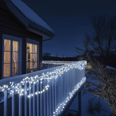 HOME KSIW100WH sorolható fényfüzér, 10 méter , 100db hidegfehér LED, fehér vezeték, kül- és beltéri kivitel