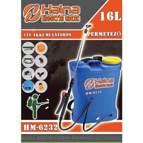 Haina akkumulátoros permetező 16 liter (HM-6232) elektromos háti permetező 12v 8A