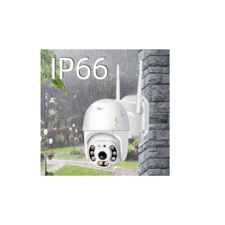 XPD Q980 Pro 8 LED WIFI térfigyelő kamera, 2MP, kültéri/beltéri, FullHD 2k, 4X zoom, forgatás, kétirányú kommunikáció, mozgásérzékelős hangriasztó, Fehér, ICSEE app.