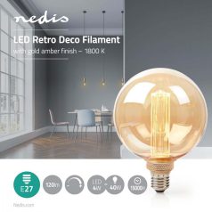  LED izzóval E27 | G125 | 3.5 W | 120 lm | 1800 K | Állítható fényerõ | Arany Sárga Borítással | Retro Stílus | 1 db