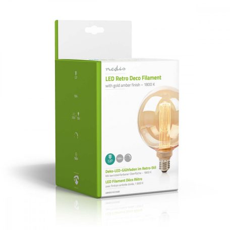 LED izzóval E27 | G125 | 3.5 W | 120 lm | 1800 K | Állítható fényerõ | Arany Sárga Borítással | Retro Stílus | 1 db