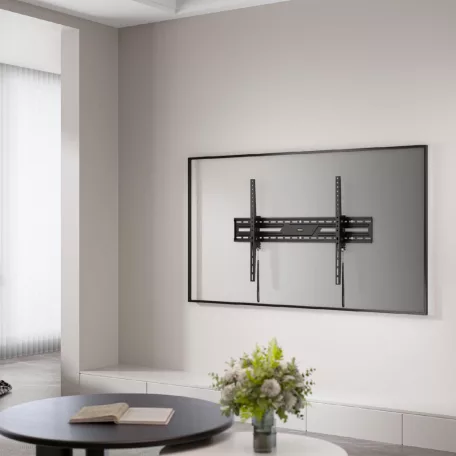 HOME LCDH50100T TV fali tartó, 43”-100” képernyőméretig, max. 75 kg teherbírás, gyorskioldó szalag, tartozék rögzítő elemek