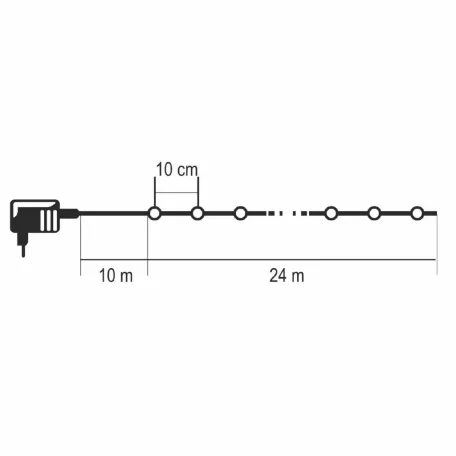 Home LED248WW LED fényfüzér, 240db melegfehér LED, 23,9m hosszúságú, 8 program időzítővel, zöld vezeték, adapteres tápellátás, kül- és beltéri kivitel