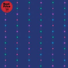   iSparkle LEDS120CV-2 micro LED-es fényfüggöny, 2x2 m / 120 db RGB LED, applikációval vezérelhető, smart, kül- és beltéri kivitel