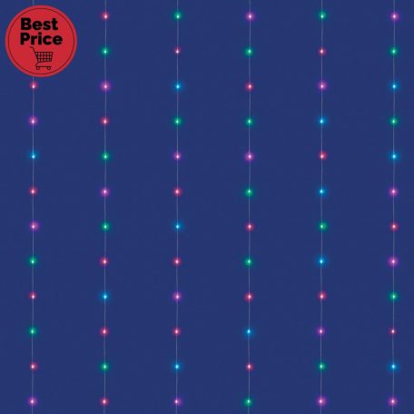 iSparkle LEDS120CV-2 micro LED-es fényfüggöny, 2x2 m / 120 db RGB LED, applikációval vezérelhető, smart, kül- és beltéri kivitel