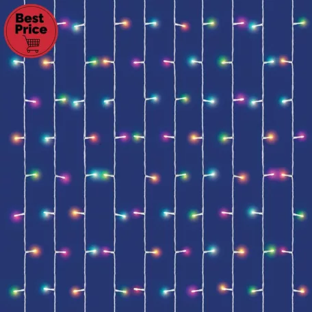 iSparkle LEDS120CV LED-es fényfüggöny, 1,5x2 m / 120 db RGB LED, applikációval vezérelhető, smart, kül- és beltéri kivitel