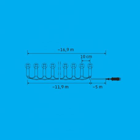 iSparkle LEDS120DV LED-es fényfüzér, 11,9 m / 120 db RGB LED, gömb, applikációval vezérelhető, smart, kül- és beltéri kivitel
