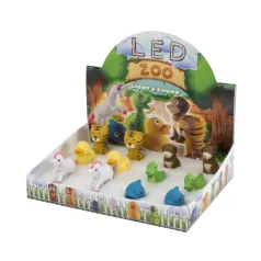   Home Kids LED ZOO állatfigurás kulcstartó, műanyag, hang- és fényhatás, 12 db