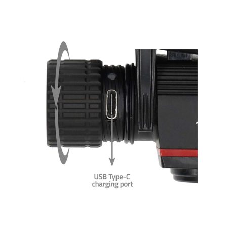 LED fejlámpa | Elemes Áramellátás / USB-áramellátású | 3.7 V DC | Elemmel | Újratölthető | Névleges fényáram: 1000 lm | Világítás hatóköre: 180 m