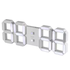   Home LTC 05 digitális, 3D LED ébresztőóra, 128 mm magas fehér kijelző, kitűnően leolvasható, háromféle fényerősség, idő, dátum és hőmérséklet-kijelzés