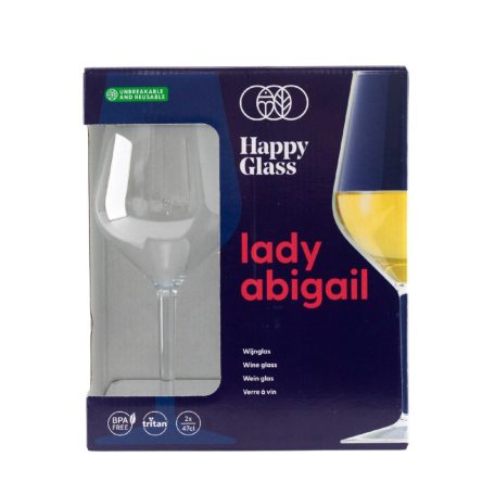 HappyGlass Lady Abigail törhetetlen borospohár, 47 cl, BPA mentes, élelmiszeripari minőség, 2 db / szett
