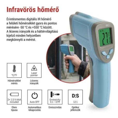 EMOS Érintés nélküli hőmérő - digitális, infravörös