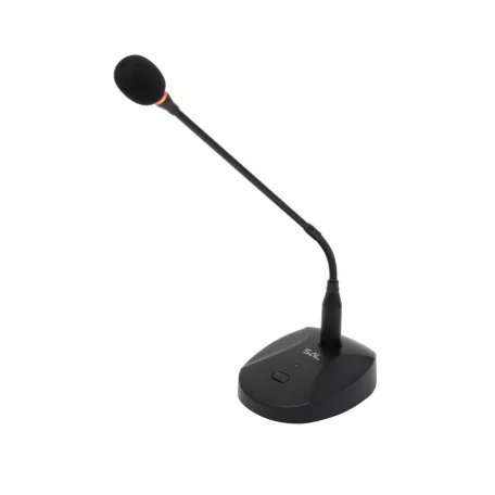 SAL M13 asztali mikrofon, professzionális, LED üzemjelző és fénygyűrű, kardioid irány karakterisztika, XLR csatlakozó, elemes tápellátás