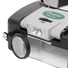   Pro'skit MA-016 világítós nagyító fejpánttal, alaplencse, lehajtható kettős lencse, elfordítható lencse, billenthető LED lámpa