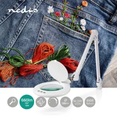  Nagyító asztali lámpa | Lencse erőssége: 3 Dioptria | 6500 K | 10 W | 660 lm | Fehér