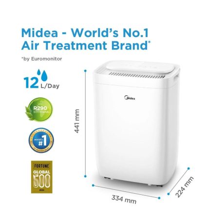 Midea ASTRA smart páramentesítő légtisztító Ionizátor UV-C fertőtlenítő H13 HEPA filter MsmartHome app wifi párátlanító 12/nap 3l tartállyal görgös láb MDDQ1-12DEN7