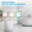 Midea ASTRA smart páramentesítő légtisztító Ionizátor UV-C fertőtlenítő H13 HEPA filter MsmartHome app wifi párátlanító 12/nap 3l tartállyal görgös láb MDDQ1-12DEN7
