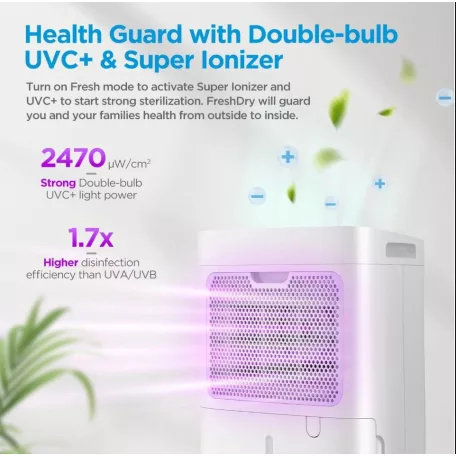Midea ASTRA smart páramentesítő légtisztító Ionizátor UV-C fertőtlenítő H13 HEPA filter MsmartHome app wifi párátlanító 12/nap 3l tartállyal görgös láb MDDQ1-12DEN7
