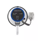 Megafon | Maximális hatótáv: 1500 m | Maximális hangerő szabályozás: 135 dB | Levehető Mikrofon | Beépített sziréna | Váll pánt | Fehér / Kék