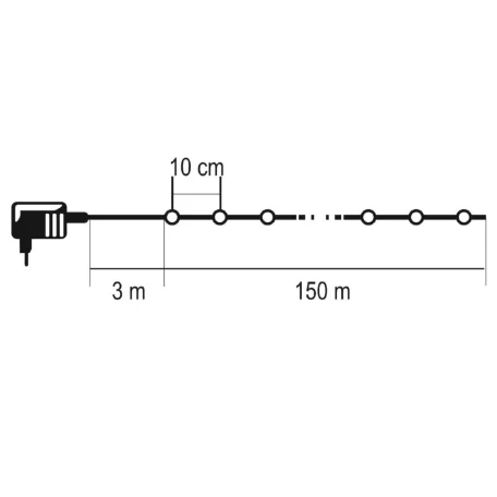 HOME ML1500WH micro LED-es fényfüzér, 150 m, 1500db hidegfehér micro LED, 8 program, időzítés, hálózati adapter, távirányító, kül- és beltéri kivitel