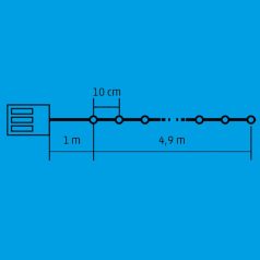   Home MLC 58/M mini LED-es fényfüzér, 4,9 m / 50 db színes LED, 8 fényprogram, zöld vezeték, elemes, kül- és beltéri kivitel