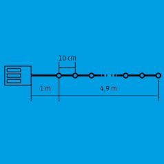   Home MLC 58/WH mini LED-es fényfüzér, 4,9 m / 50 db hidegfehér LED, 8 fényprogram, zöld vezeték, elemes, kül- és beltéri kivitel