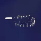 Home MLF 26/WW micro LED-es fényfüzér, 2 m / 20 db melegfehér micro LED, állófényű, átlátszó vezeték, időzíthető, gombelemes, lapos elemtartó, beltéri kivitel