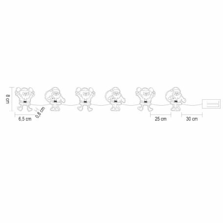 Home MLS6 LED-es mikulás fényfüzér, szilikon, 6db melegfehér LED, elemes tápellátás, beltéri kivitel