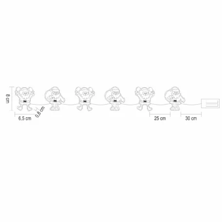 Home MLS6 LED-es mikulás fényfüzér, szilikon, 6db melegfehér LED, elemes tápellátás, beltéri kivitel