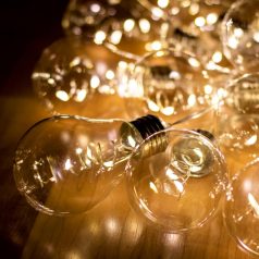   Home ML 15 GLOBE micro LED-es villanykörte fényfüzér, 3,5 m / 70 db melegfehér micro LED, üveg villanykörte búra, átlátszó vezeték, adapter, kül- és beltéri kivitel