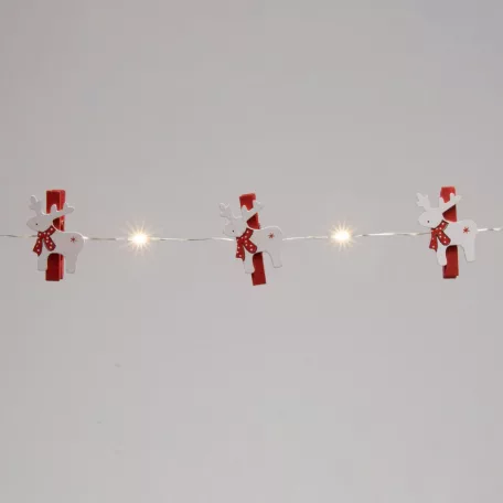 LED-es elemes fényfüzér, 20 LED, csipeszekkel