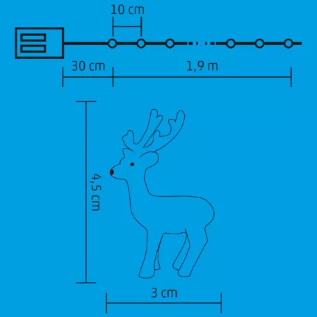 LED-es elemes fényfüzér, 20 LED, csipeszekkel