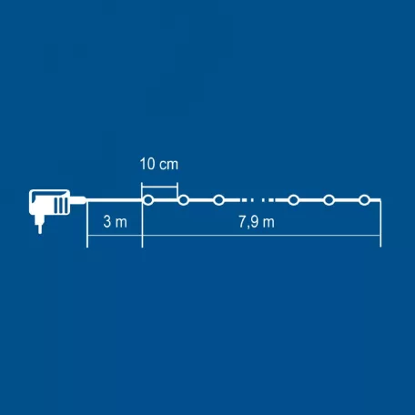 Home ML 80/WW micro LED-es fényfüzér, 7,9 m / 80 db melegfehér micro LED, állófényű, vékony vezeték, hálózati adapter, kül- és beltéri kivitel