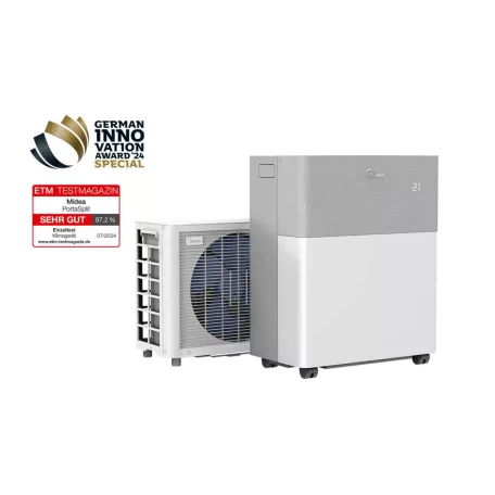 Midea PortaSplit Hordozható split klíma 3,6kw hűtő-fűtő ionizáció funkció, WIFI Tuya smart app, max 60nm-ig Midea MMCS-12HRN8-QRD0