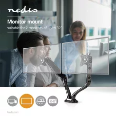   Asztali Monitor Tartó | 2 Képernyő | 10-32 " | 75x75 / 100x100 | Dönthető Forgatható