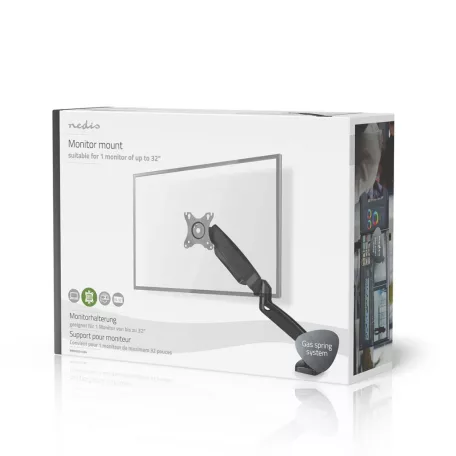 Asztali Monitor Tartó | Gázrugó | 1 Képernyő | 15 - 32 " | 75x75 / 100x100 | Dönthető Forgatható