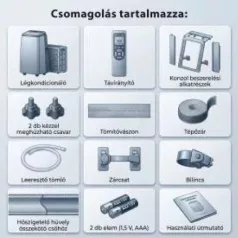   HOME MOBILSPLIT12 mobil hűtő-fűtő split klíma, 3,5 kW, wifi, 4 üzemmód, LED kijelző, távirányító
