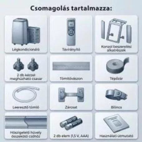 HOME MOBILSPLIT12 mobil hűtő-fűtő split klíma, 3,5 kW, wifi, 4 üzemmód, LED kijelző, távirányító