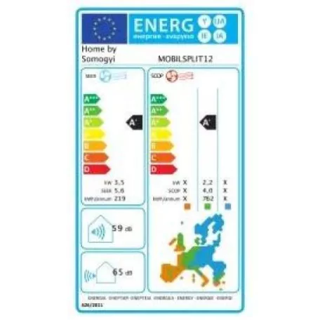 HOME MOBILSPLIT12 mobil hűtő-fűtő split klíma, 3,5 kW, wifi, 4 üzemmód, LED kijelző, távirányító