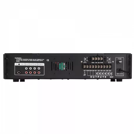 SAL Multimédiás keverő-erősítő - MPA 120BT 6 csatornás keverő-erősítő 110V -s FM rádió memorizálható rádióadókkal MP3/WMA lejátszás USB/SD Keverő-erősítő, FM-BT-MP3, 120Watt