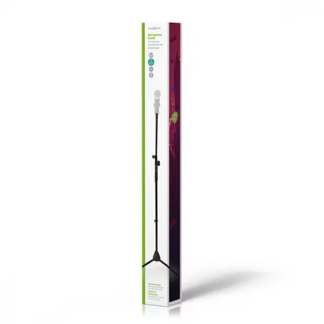 Mikrofon állvány | Láb Alap | Magasság tartomány: 950-1650 mm | Maximális kar hosszúság: 800 mm | ABS / Alumínium | Fekete