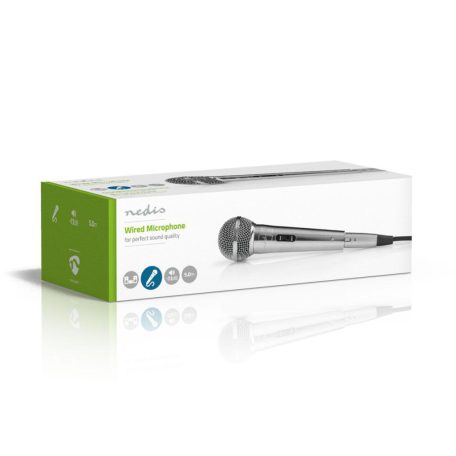 Vezetékes mikrofon | Kardioid | Levehető Kábel | 5.00 m | 80 Hz - 13 kHz | 600 Ohm | -72 dB | Integrált kapcsoló | Fém | Ezüst