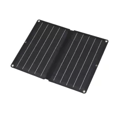   HOME MSC10W hordozható napelemes USB töltő, összecsukható, 10Watt, 2xUSB, LED töltésjelző, felakasztható, tartozék karabinerekkel
